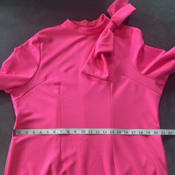 Women’s Pink Long Sleeve Midi Pencil Dress with Bow Detail Size 2XL NEW - Picture 7 of 12